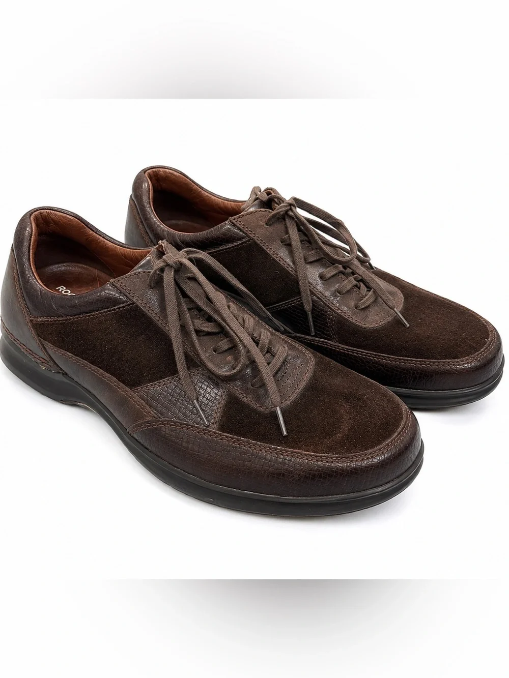 Rockport Men's Brown Suede and Leather Lace-Up Sneakers